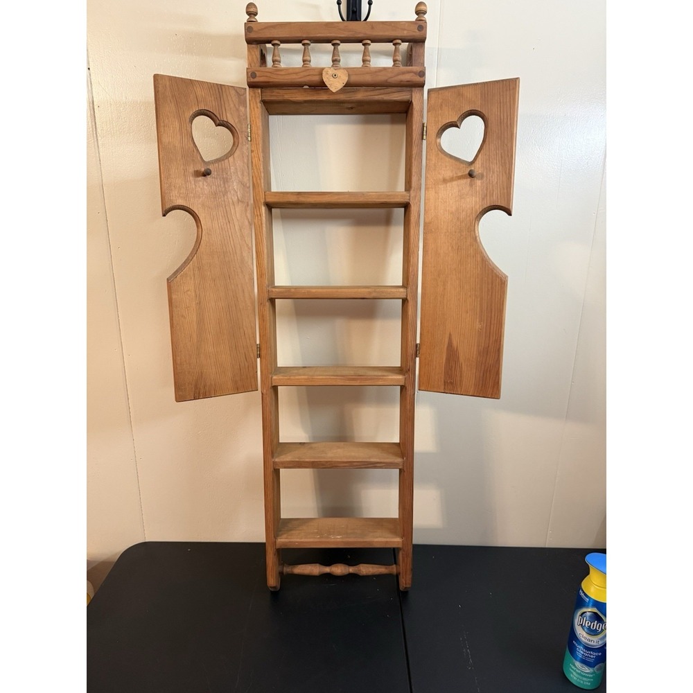 Vintage Wooden Shelf W/heart Accents Early 90's Large